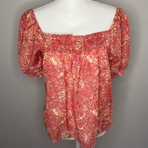 J.Crew pink floral lightweight cropped top women’s size medium